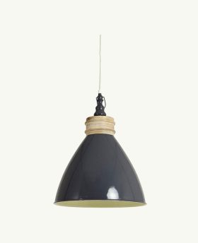 Moni Grey Lacquered Metal & Wood Hanging/Ceiling Lamp